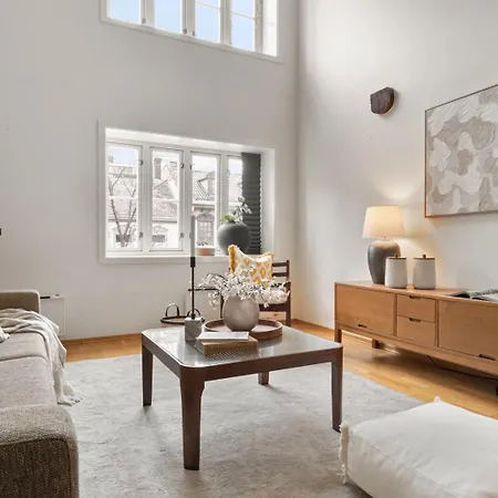 Charming Loft, High Ceiling !modern & Central, Free Private Parking 7 Min Walking ! * Тронхейм